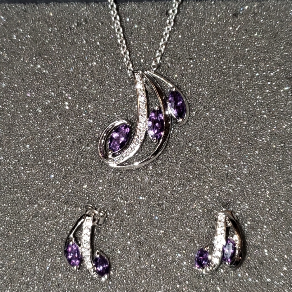 Amethyst Necklace and Earrings